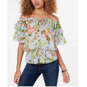 NWT Tommy Hilfiger Off The Shoulder floral blouse